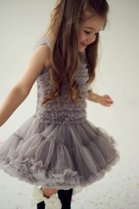 Girls grey tulle dress sandy grey