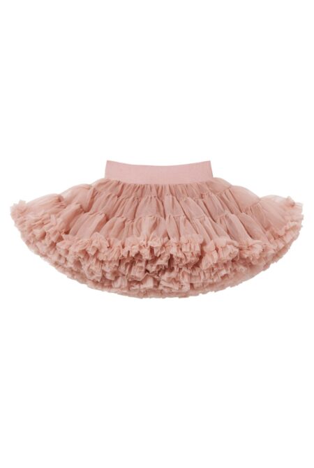 Falda de tul rosa, con volantes, para niña, de textura ligera y vaporosa.