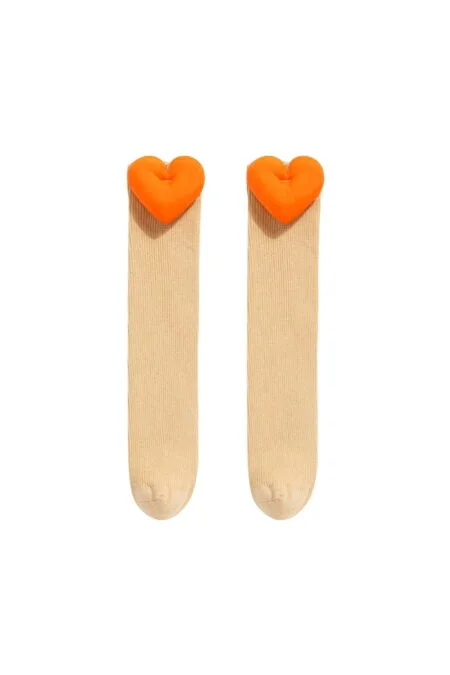 Orange knee socks with orange heart