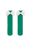 Green knee socks with white bow for Fig girl