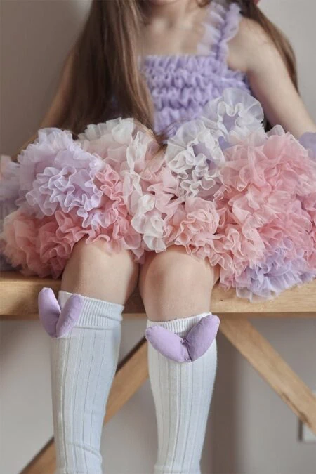 Purple dress for girls with frills