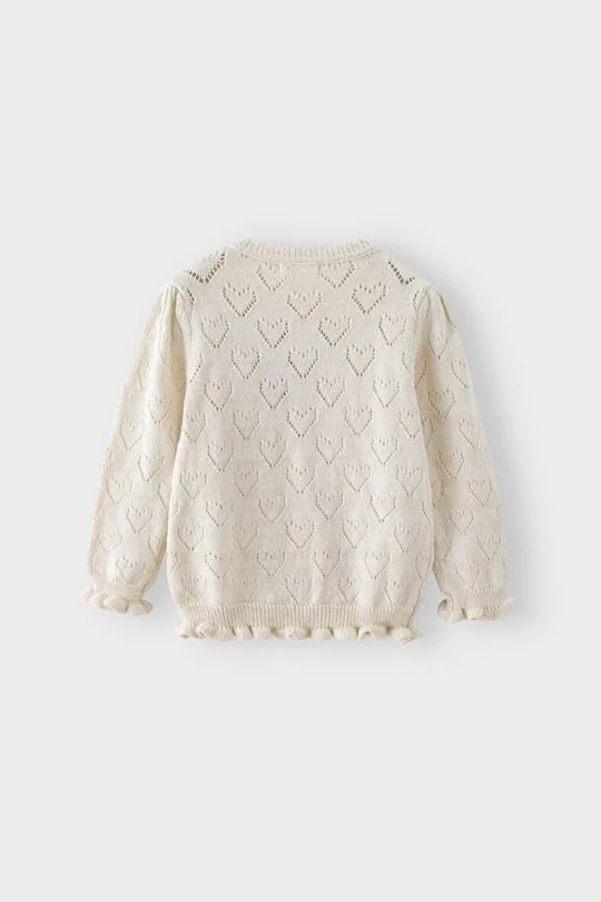 white girly sweater cardiga with hearts back