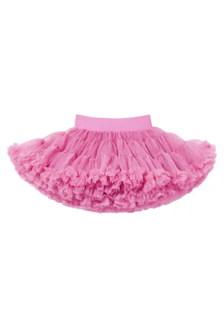 Falda de tul rosa para niñas, con detalles rizados y cintura elástica.