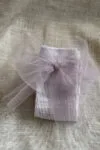 Ribbed Knee-High Socks Purple with Tulle Bow