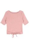 T-Shirt mit kurzen Ärmeln und Schnürschleife in Ballet Pink